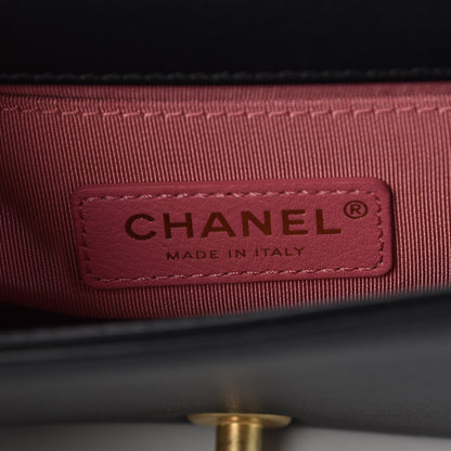 Chanel Calfskin Chevron Embroidered Boy By The Sea Flap Waist Belt Bag Black 6 of 8