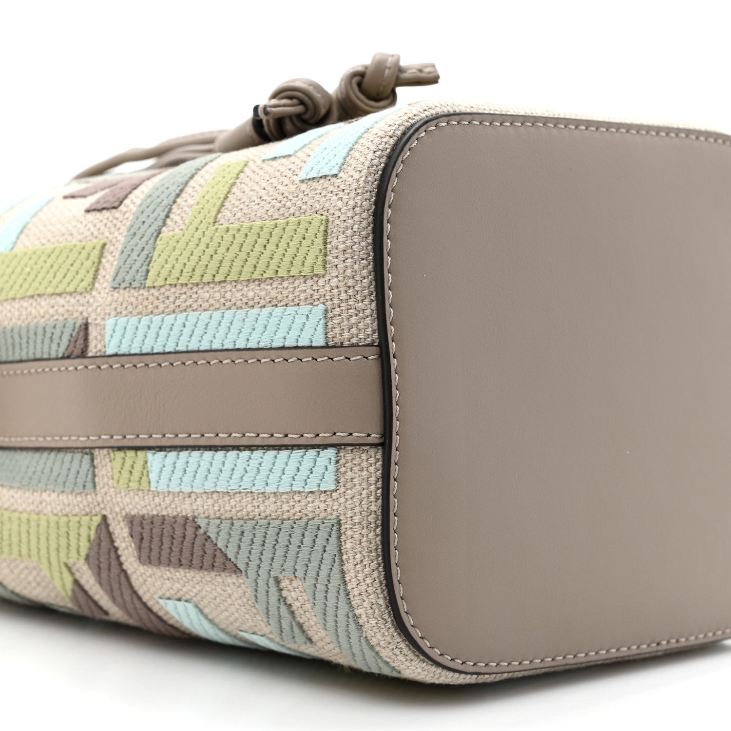 Fendi Canvas Calfskin FF Multicolor Mini Mon Tresor Bucket Bag Matcha Milk Dove 10 of 10