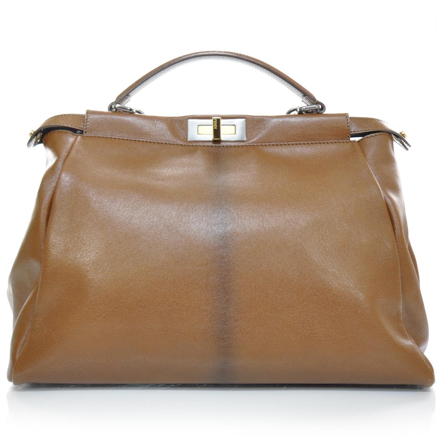 Fendi Goatskin Zucca Large Peekaboo Iconic Satchel Brown 1 of 10