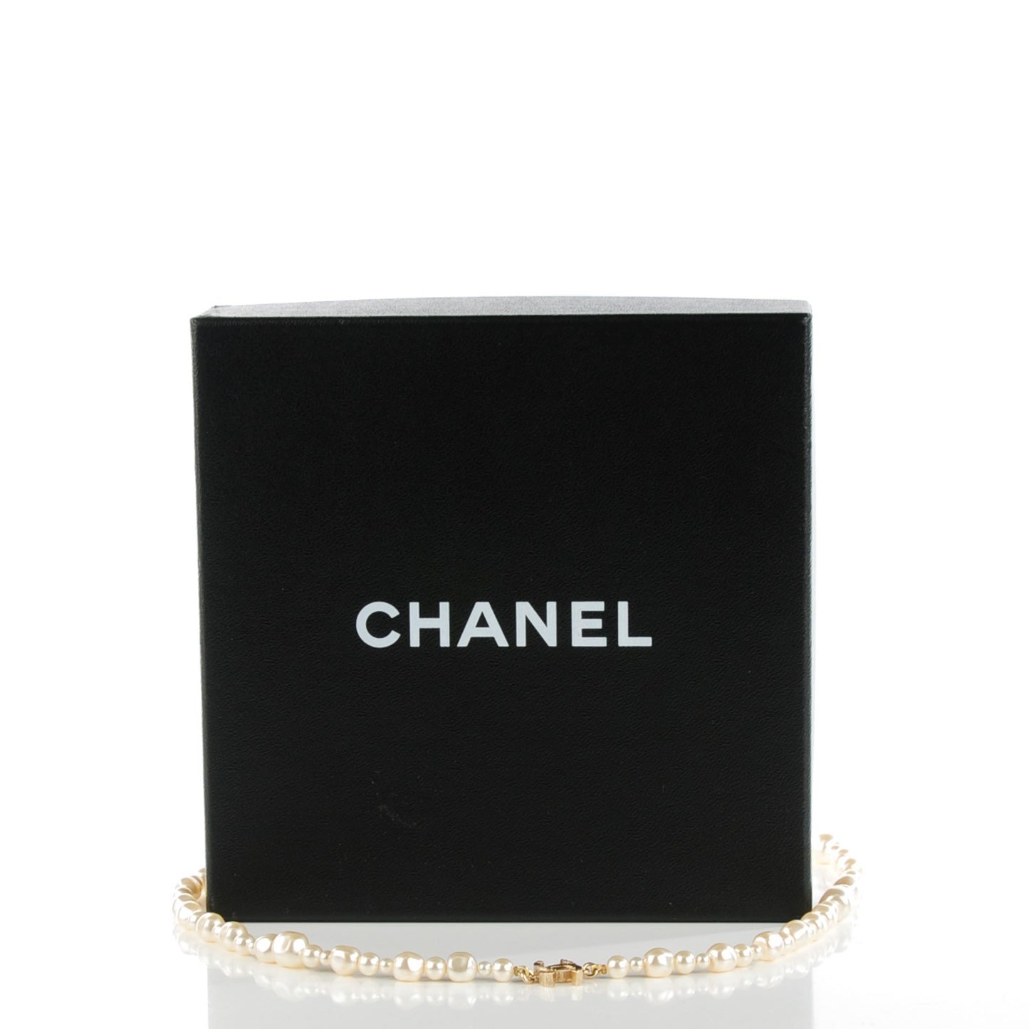 Irregular Pearl CC Long Necklace Light Gold