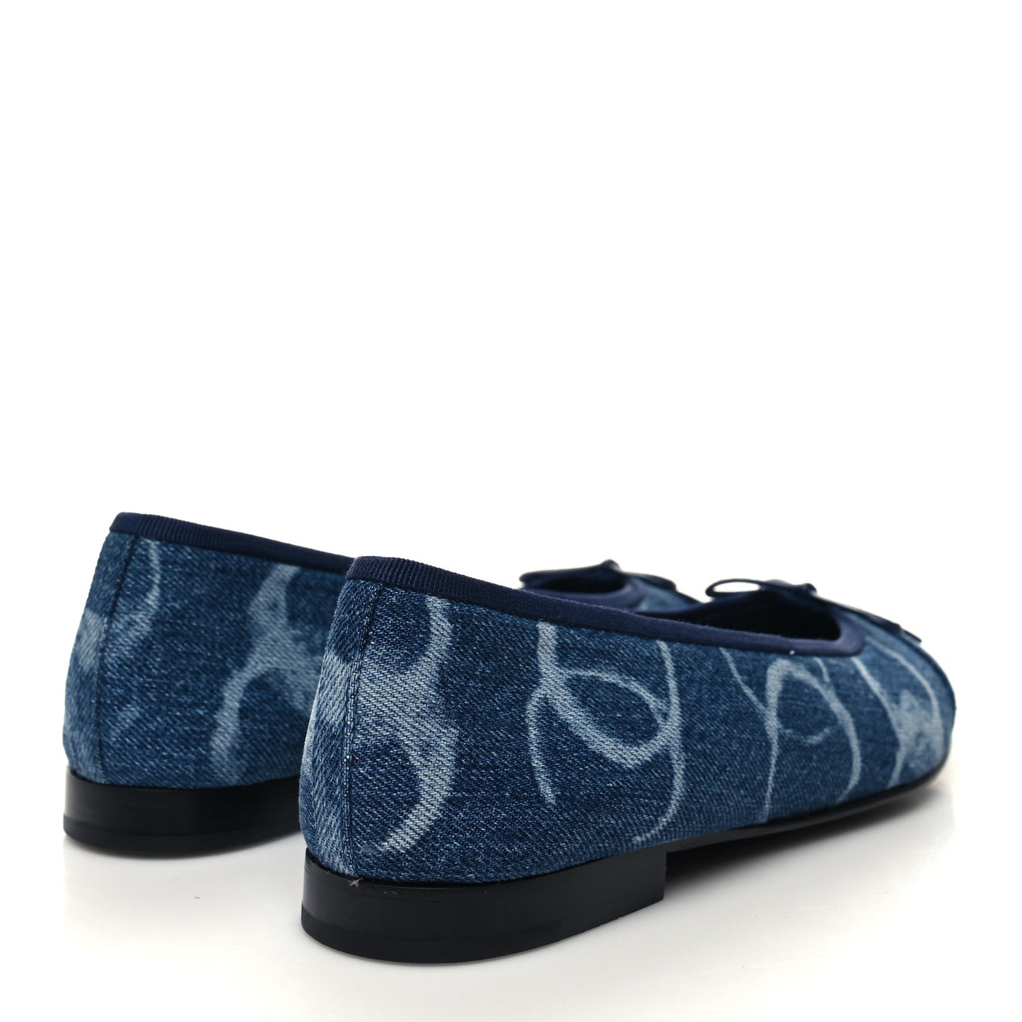 Denim Printed CC Cap Toe Ballerina Flats 39.5 Blue White