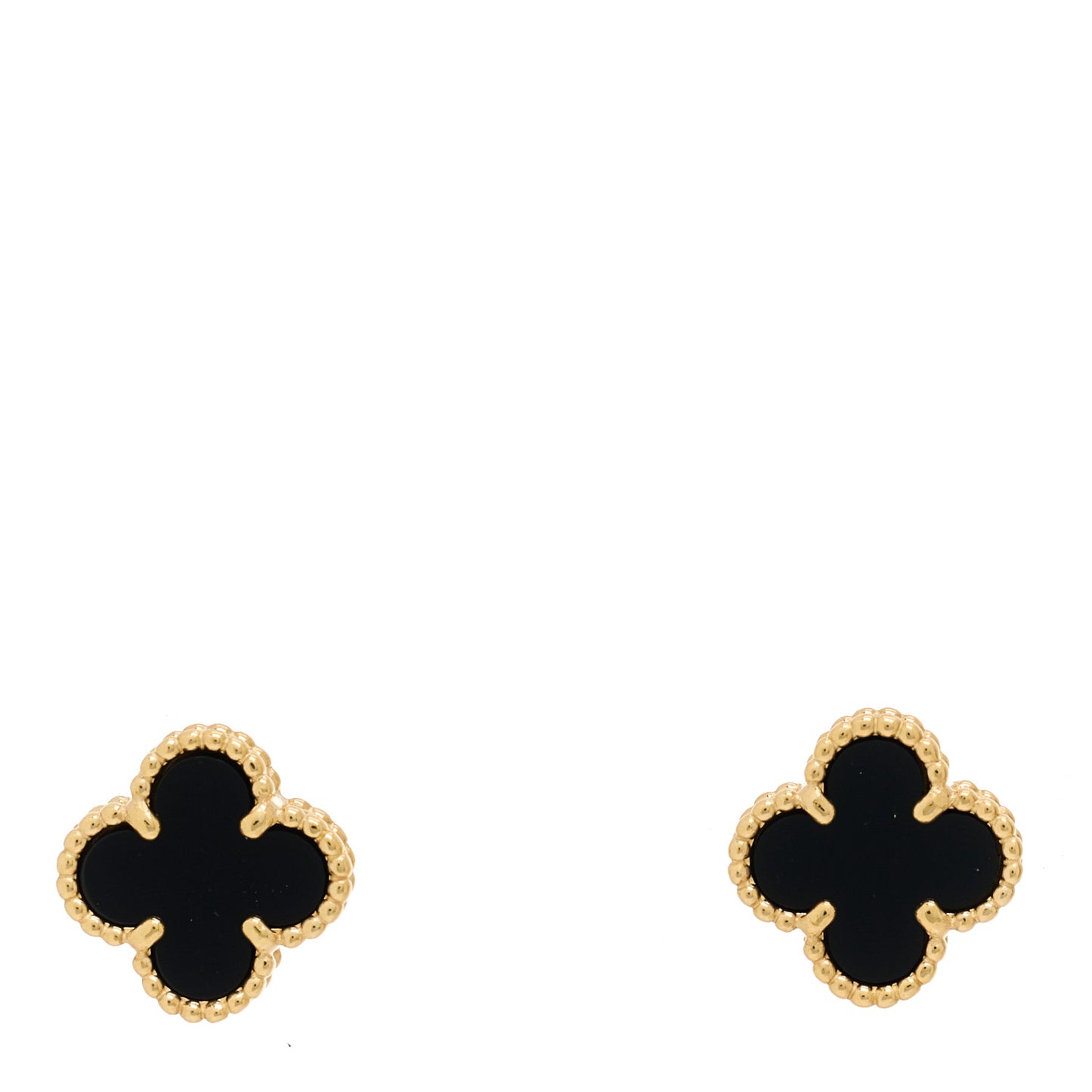 18K Yellow Gold Black Onyx Sweet Alhambra Earrings