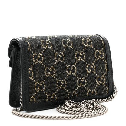 Gucci Jacquard Black Denim GG Monogram Super Mini Dionysus Shoulder Bag Black Ivory 3 of 9