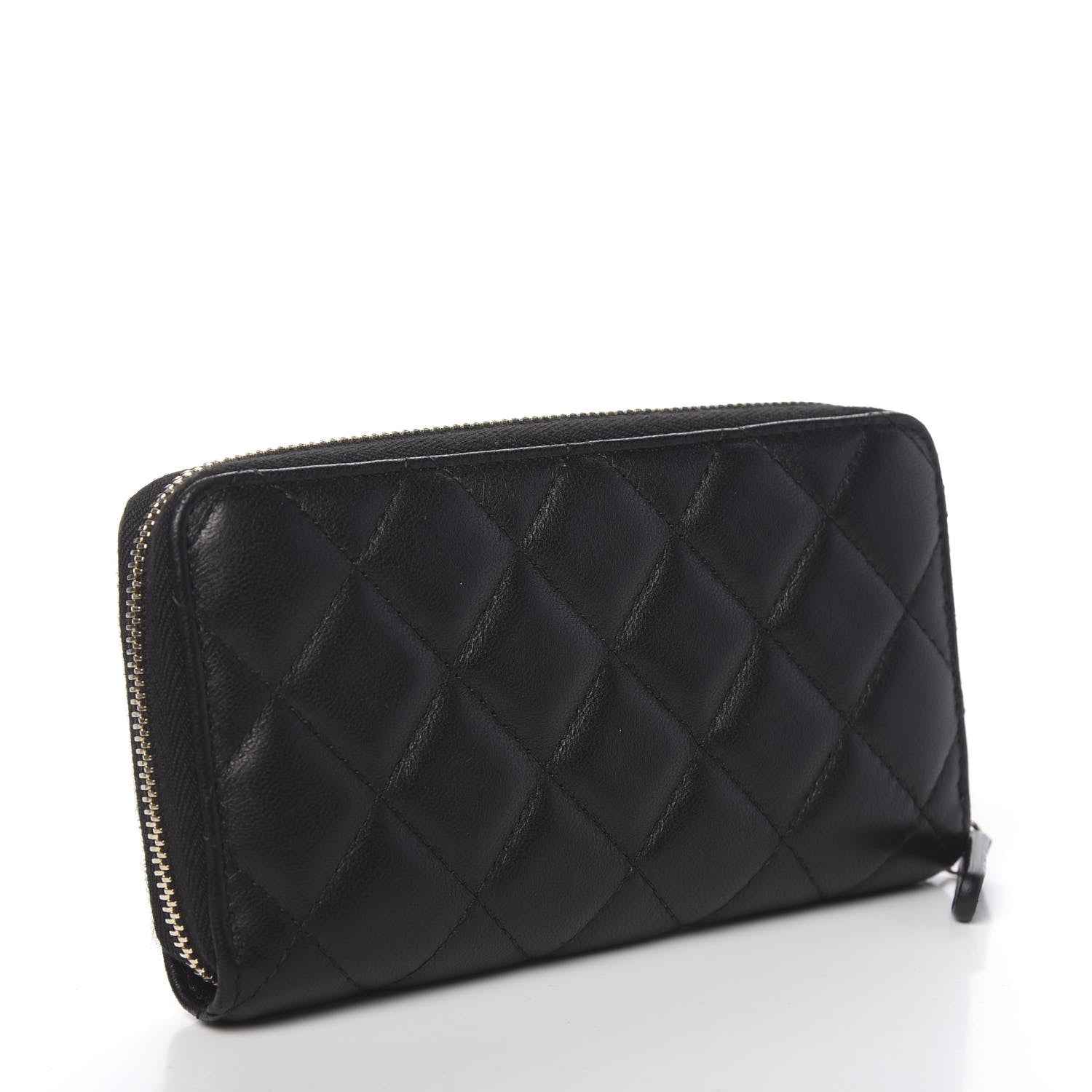Chanel Lambskin Quilted Small Zip Around Wallet Black 3 of 8