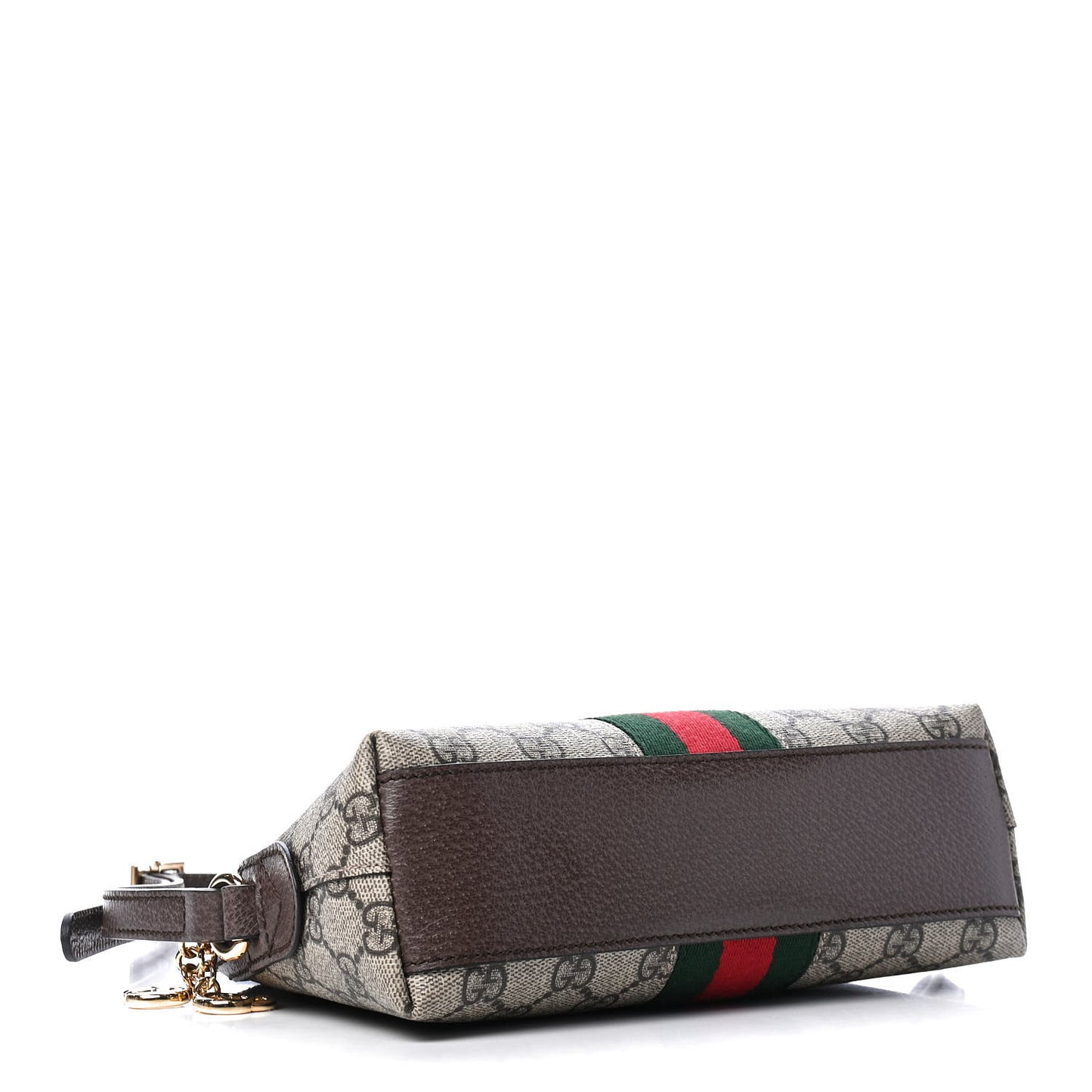 GG Supreme Monogram Textured Dollar Calfskin Web Small Ophidia Dome Shoulder Bag Beige Ebony New Acero