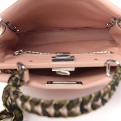 Fendi Vitello Seta Shiny Nappa Ribbon Lace Up Floral Medium Peekaboo Iconic Satchel Baby Pink Multicolor 4 of 10