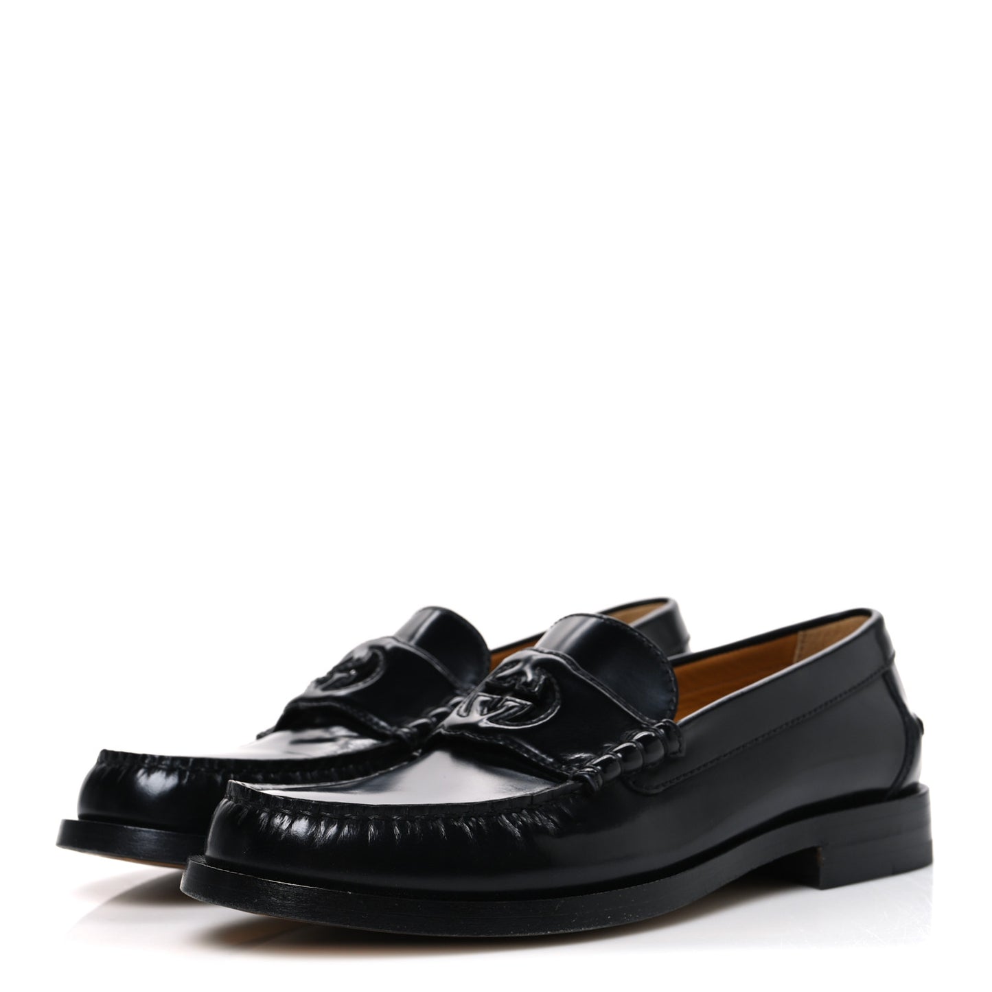 Millennial Ribot Cut Out Interlocking G Loafers 39.5 Black