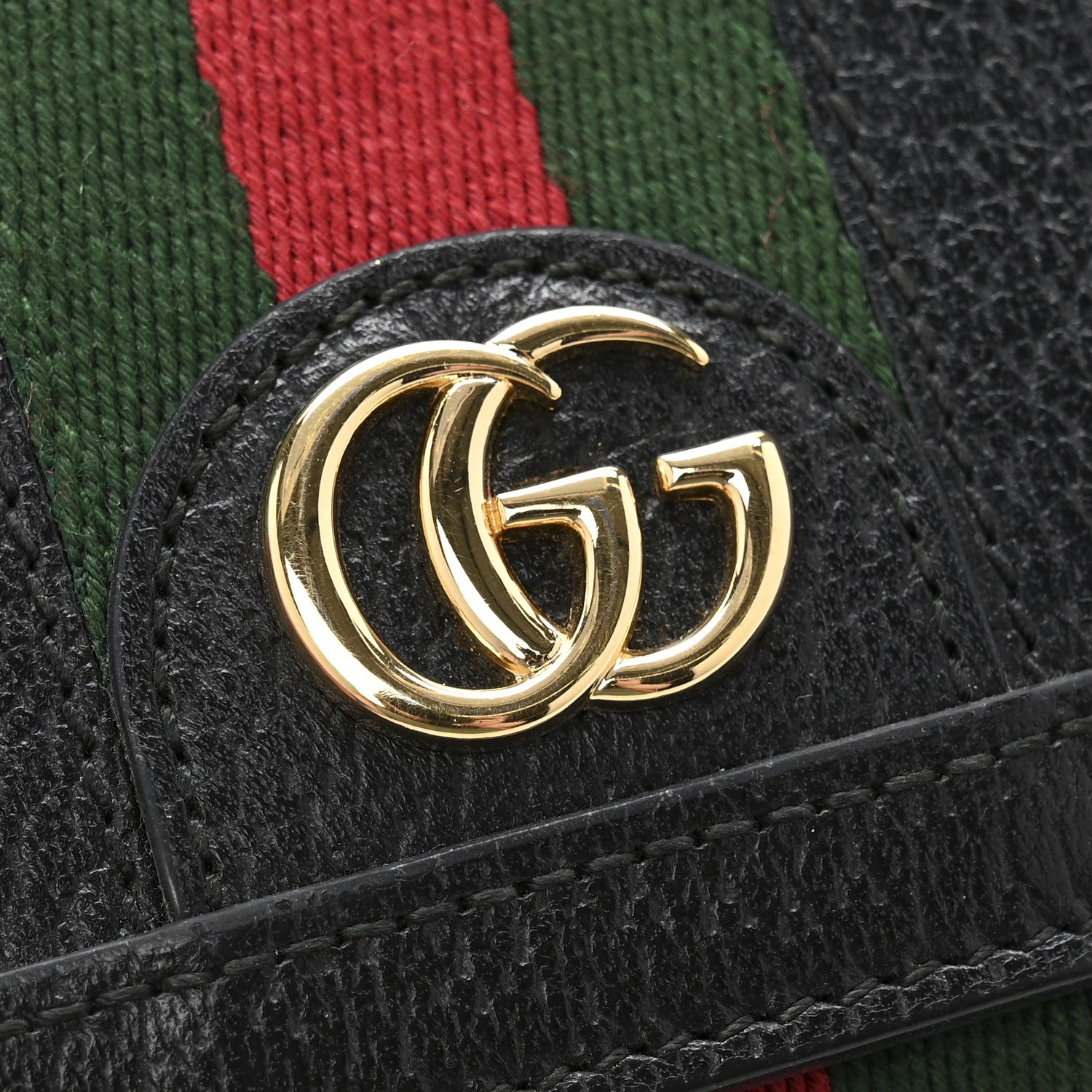 Gucci Textured Dollar Calfskin Web Ophidia Card Case Wallet Black 8 of 10