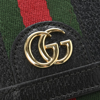 Gucci Textured Dollar Calfskin Web Ophidia Card Case Wallet Black 8 of 10