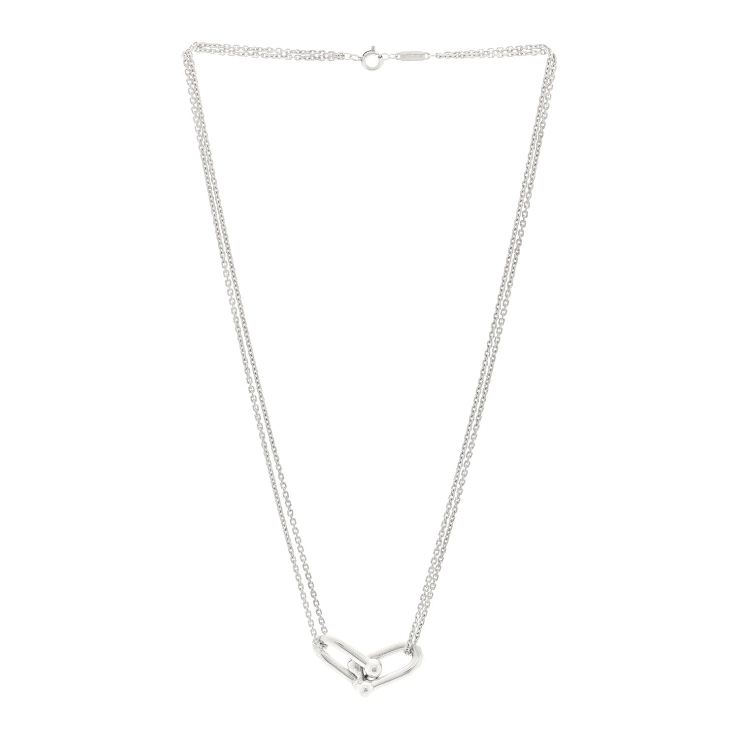 Tiffany Sterling Silver Double HardWear Link Pendant Necklace 3 of 5