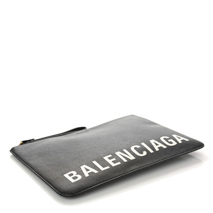 Balenciaga Calfskin Logo Medium Cash Pouch With Handle Black White 4 of 9