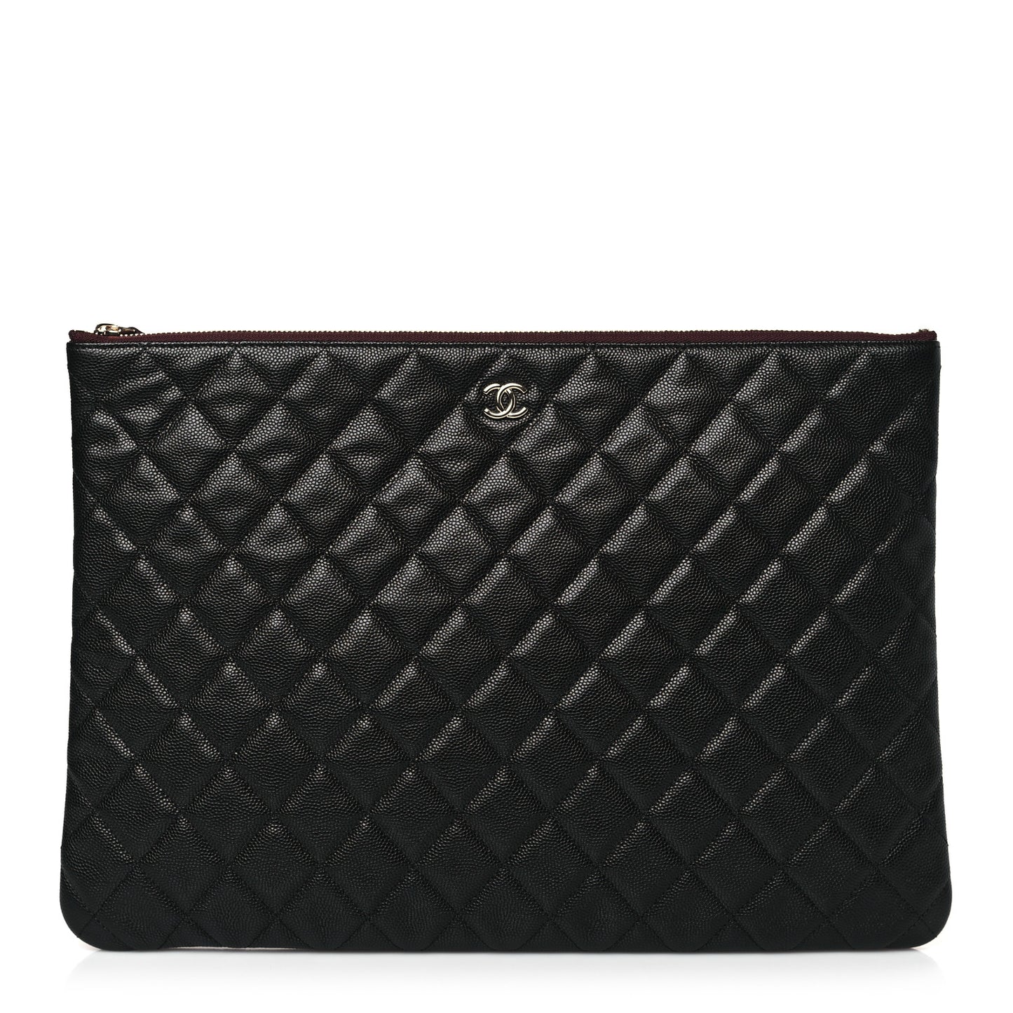 Caviar Quilted Large Cosmetic Case Black