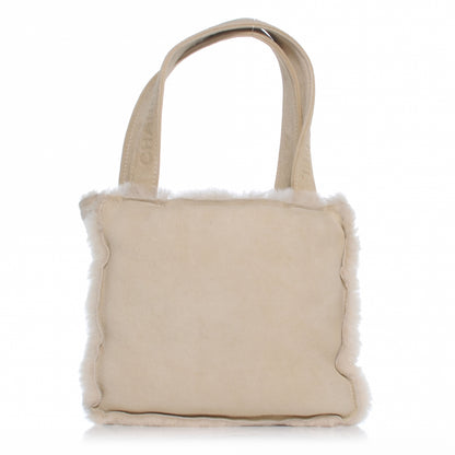 Chanel Suede Shearling Fur Handbag Ivory 1 of 8