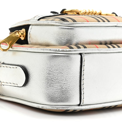 Burberry Smooth Calfskin 1983 Knight Check Link Camera Bag Silver 10 of 16