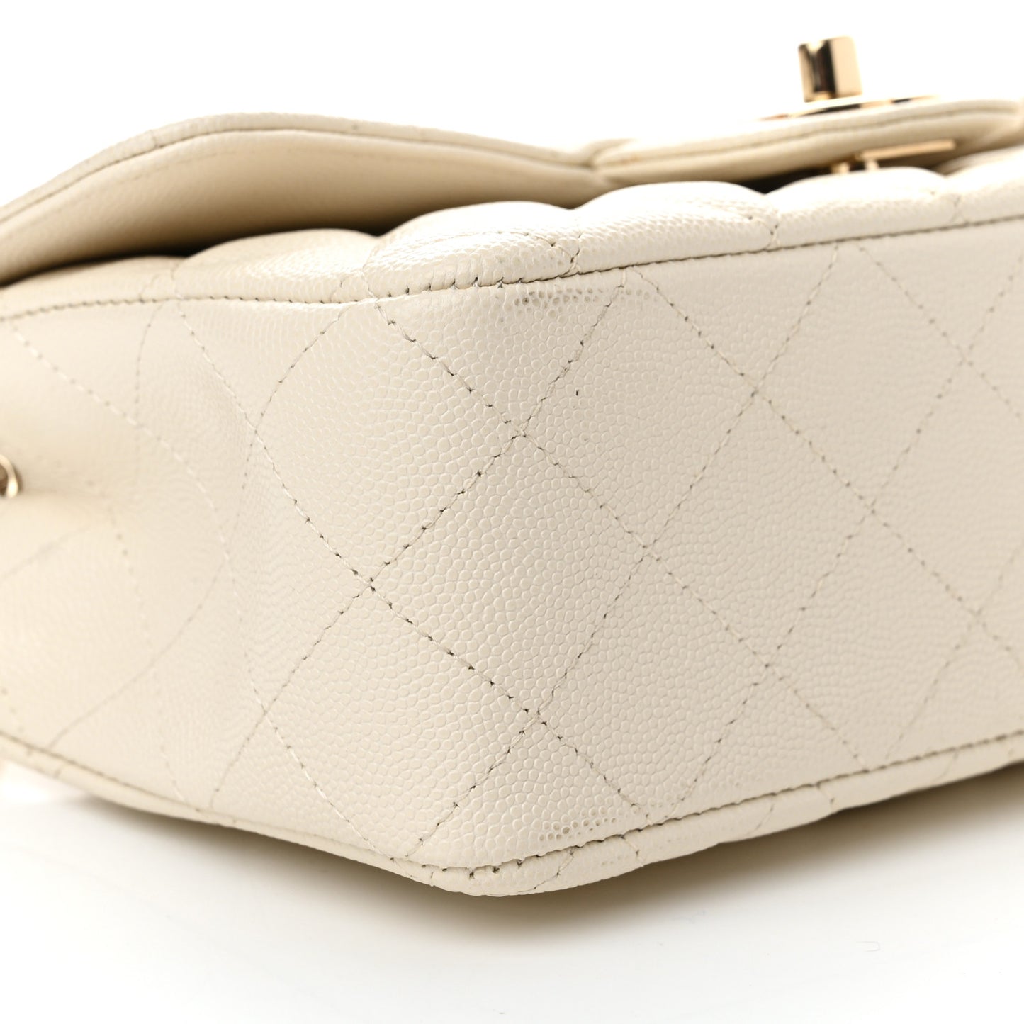 Caviar Quilted Mini Rectangular Flap White