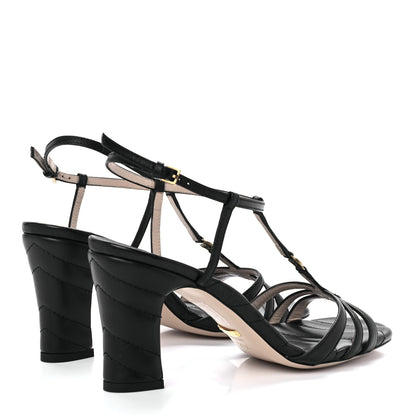 Gucci Nappa Matelasse T-Strap 40mm Sandals 37.5 Black 4 of 9