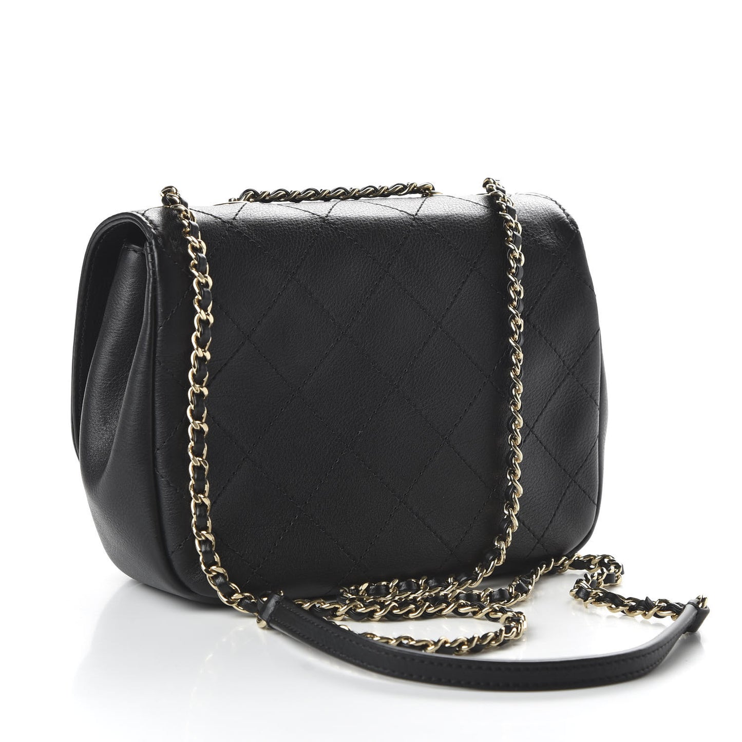 Calfskin Stitched Small Flap Bag Black