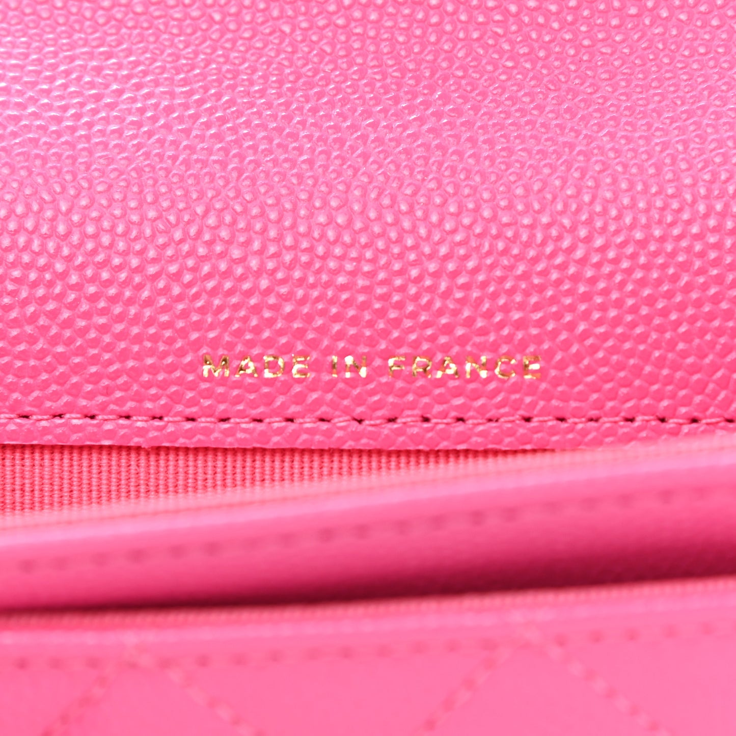 Caviar Quilted Flap Card Holder Wallet Dark Pink