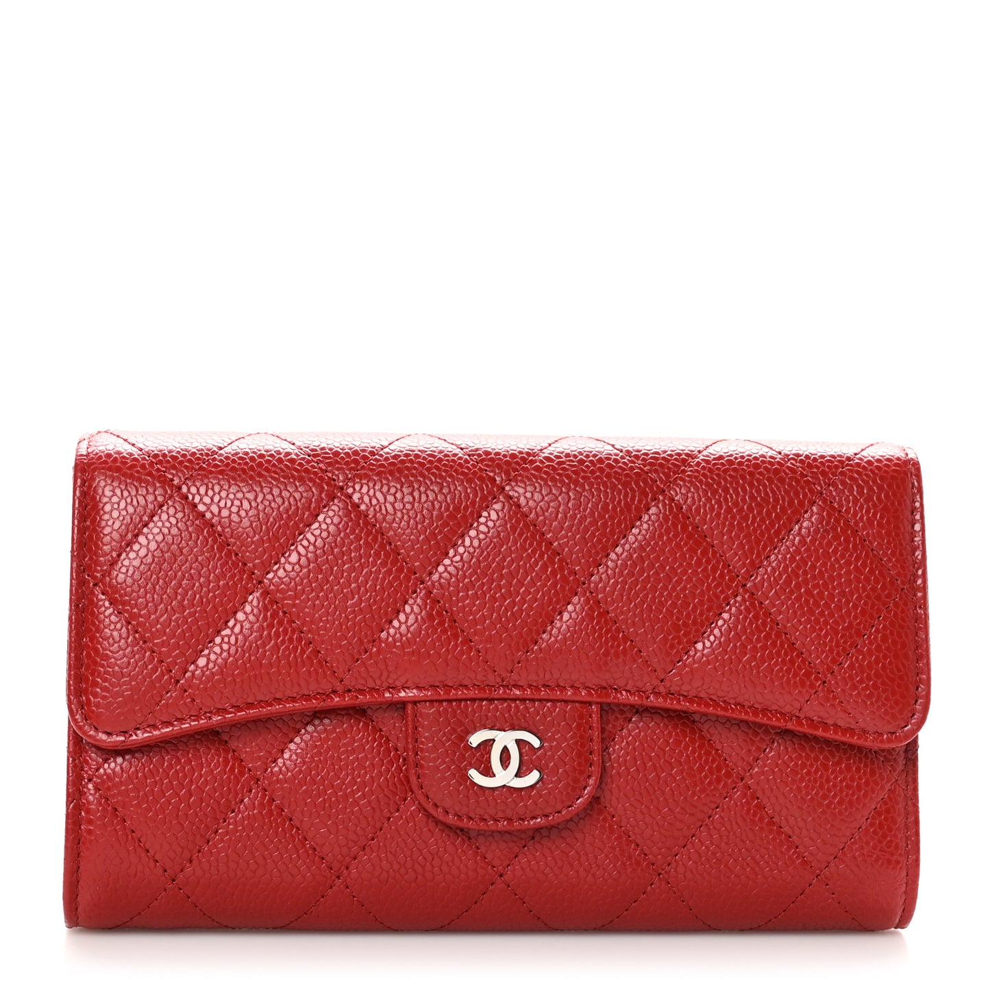 Caviar Quilted Large Flap Wallet Red