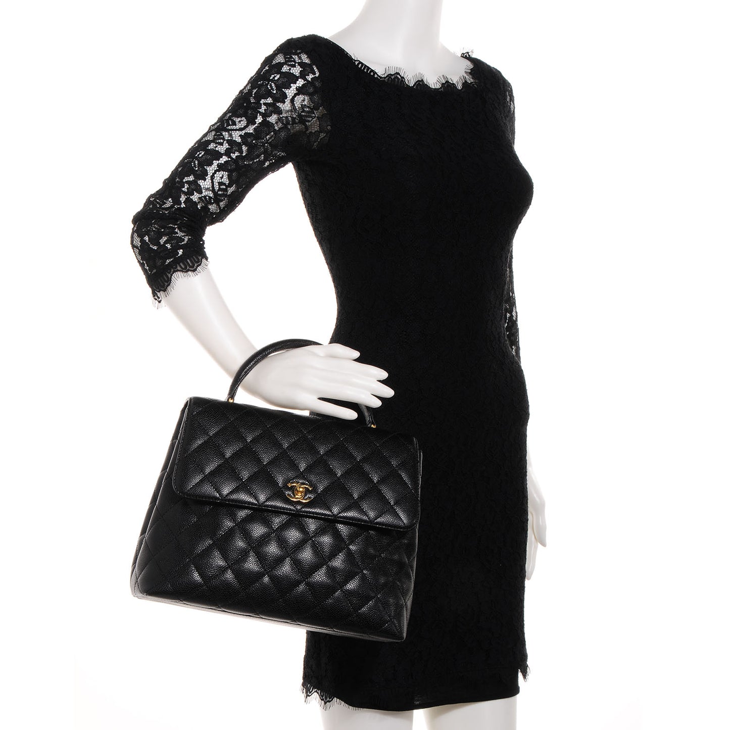 Caviar Kelly Jumbo Flap Bag Black