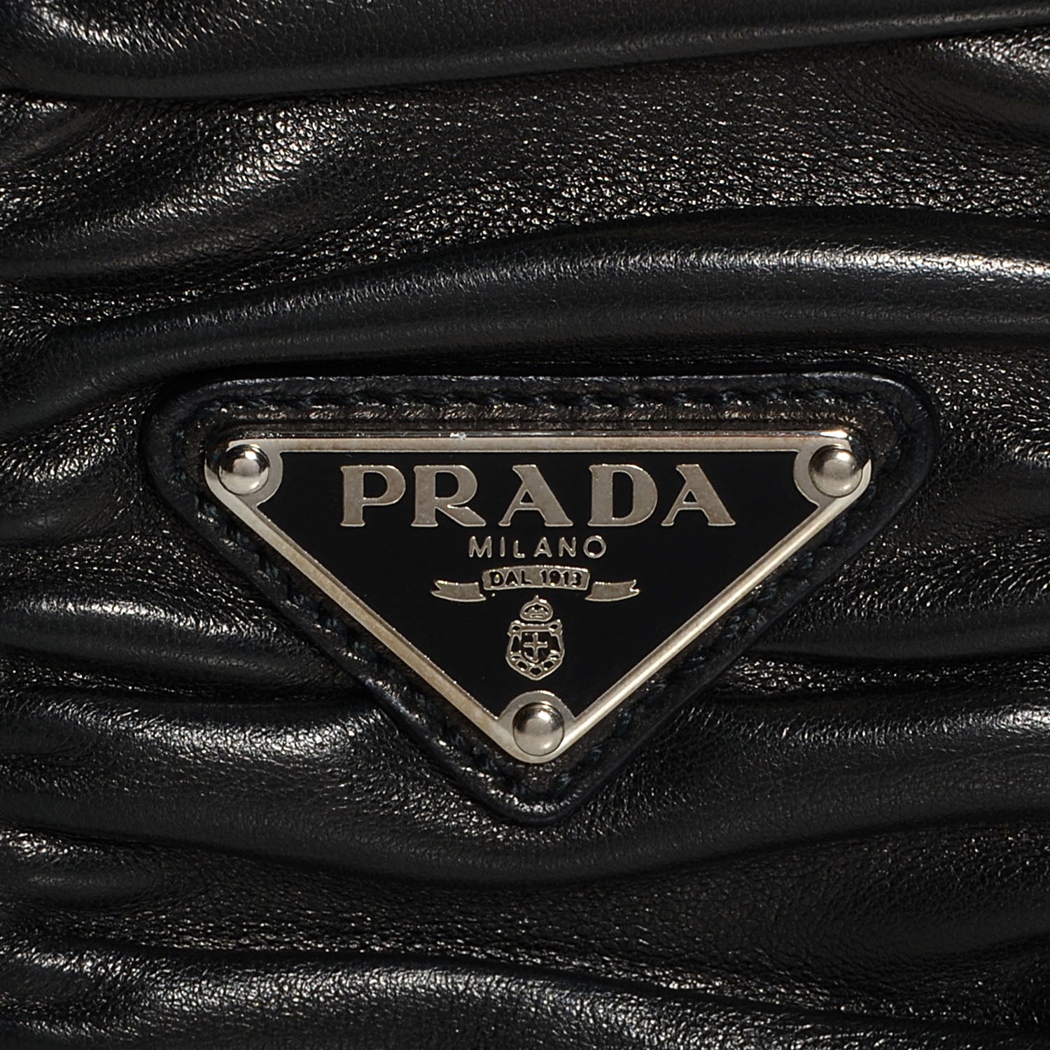 Prada Nappa Dressy Gaufre Ruched Flap Clutch Nero Black 8 of 9