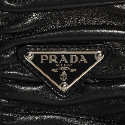 Prada Nappa Dressy Gaufre Ruched Flap Clutch Nero Black 8 of 9