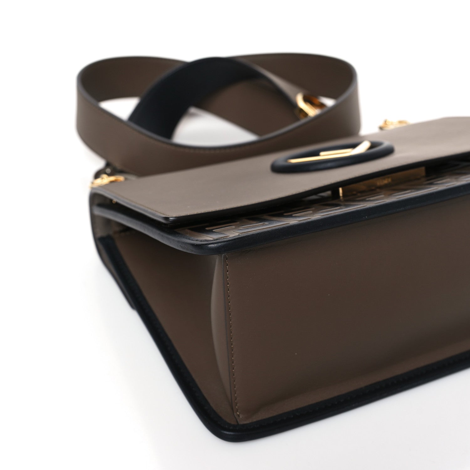 Fendi Vitello Century F is Fendi Bi-Color FF 1974 Embossed Kan I Shoulder Bag Maya Black 8 of 10