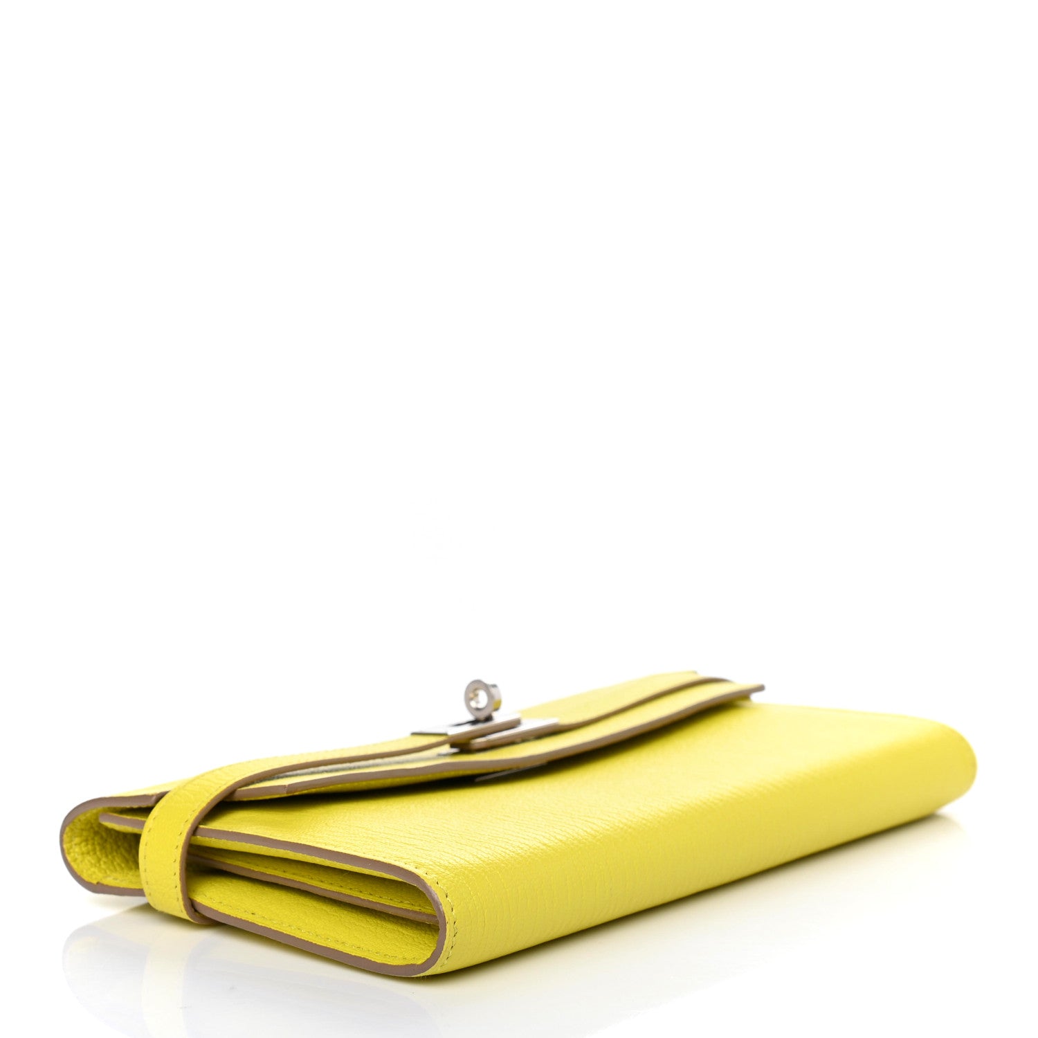 Hermes Chevre Mysore Kelly Longue Wallet Lime 4 of 8