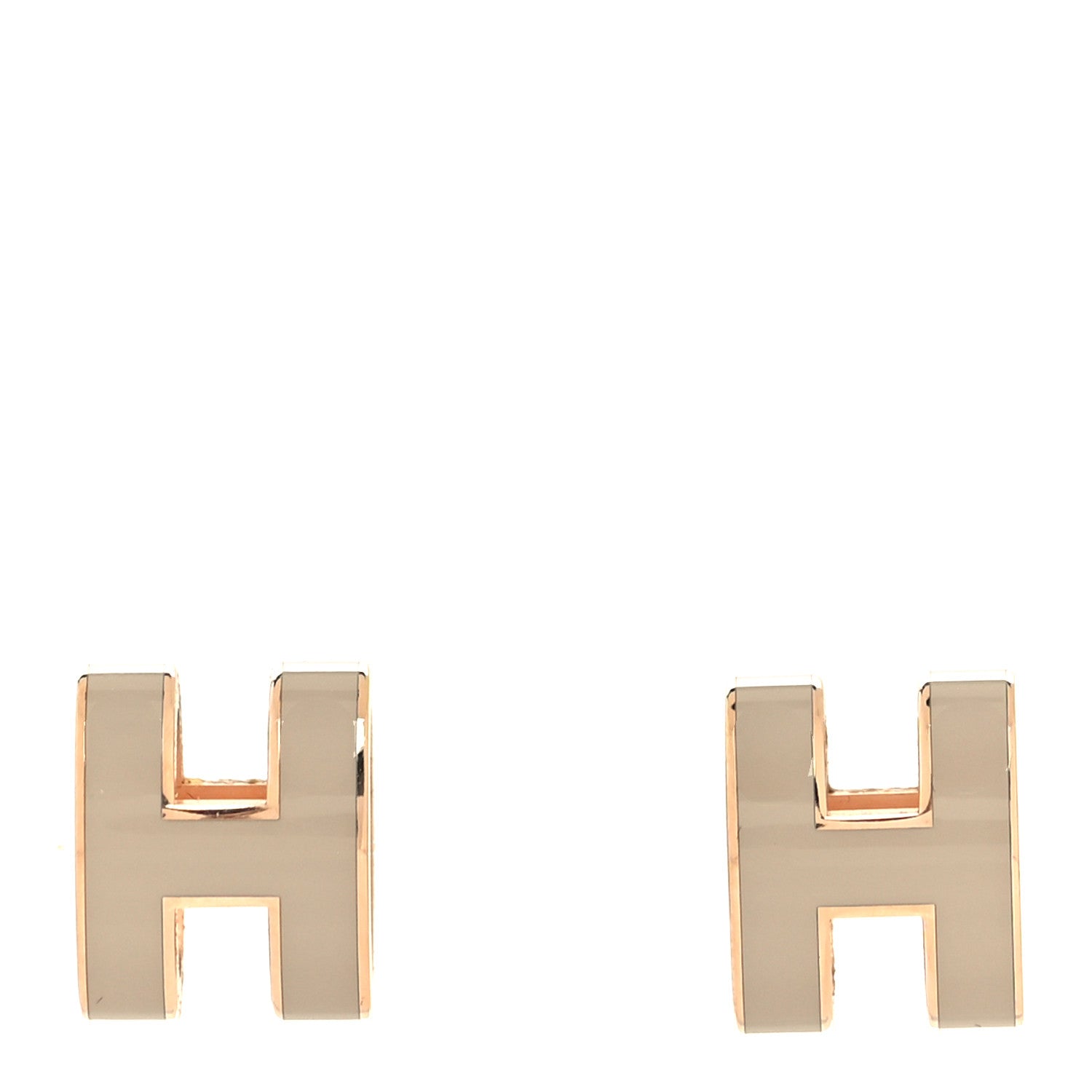 Hermes Gold Lacquered Pop H Earrings Marron Glace 1 of 4