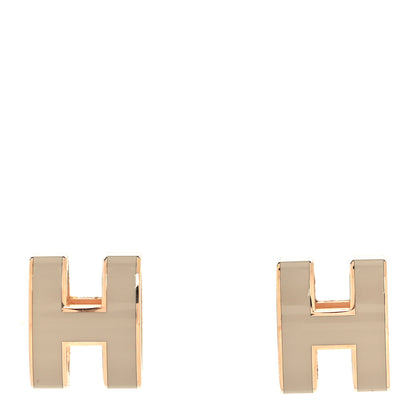 Hermes Gold Lacquered Pop H Earrings Marron Glace 1 of 4