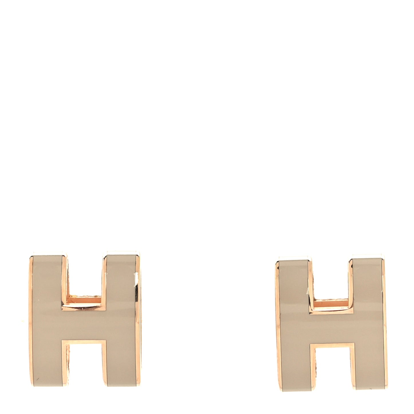 Gold Lacquered Pop H Earrings Marron Glace