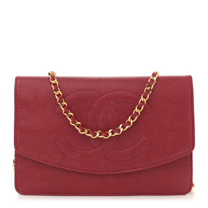 Chanel Caviar Timeless CC Wallet On Chain WOC Red 1 of 13