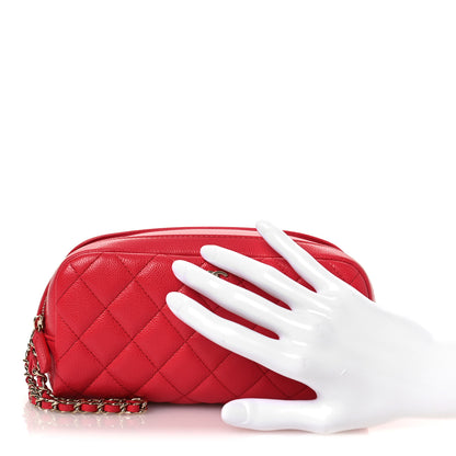 Chanel Caviar Quilted Double Zip Pouch Cosmetic Case Coral 2 of 11