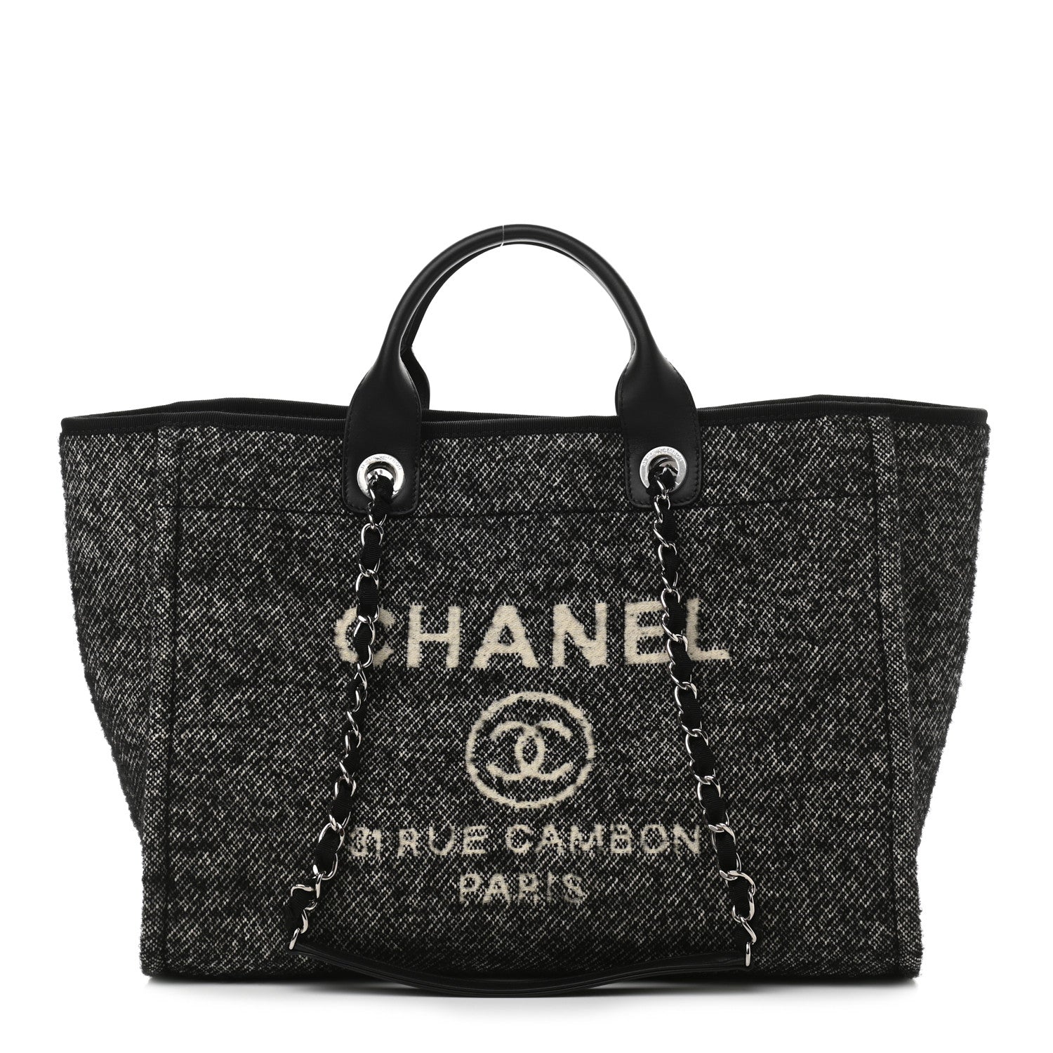 Chanel Mixed Fibers Calfskin Medium Deauville Tote Black 1 of 9
