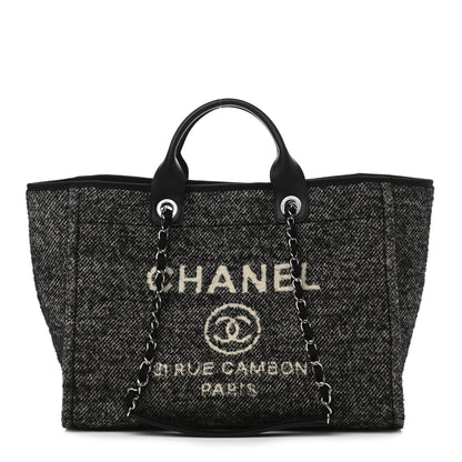 Chanel Mixed Fibers Calfskin Medium Deauville Tote Black 1 of 9