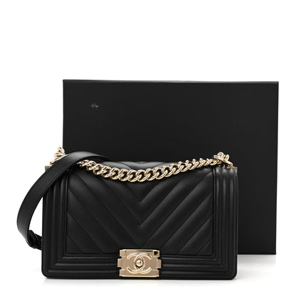 Chanel Lambskin Chevron Quilted Medium Boy Flap Black 12 of 12
