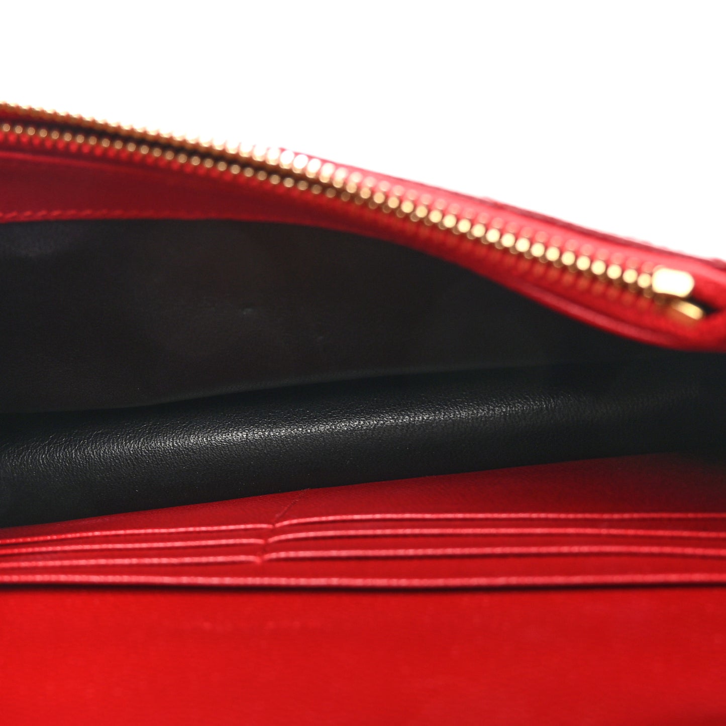 Grain De Poudre Matelasse Chevron Monogram Envelope Chain Wallet New Red