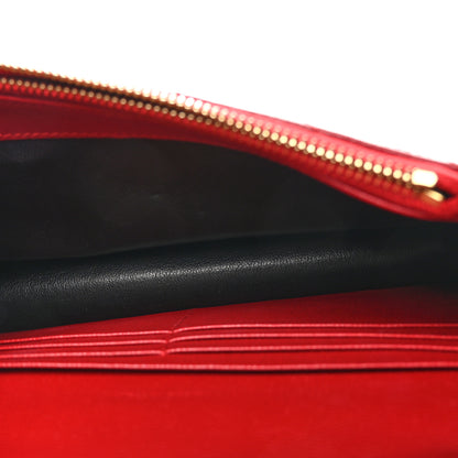 Saint Laurent Grain De Poudre Matelasse Chevron Monogram Envelope Chain Wallet New Red 5 of 10