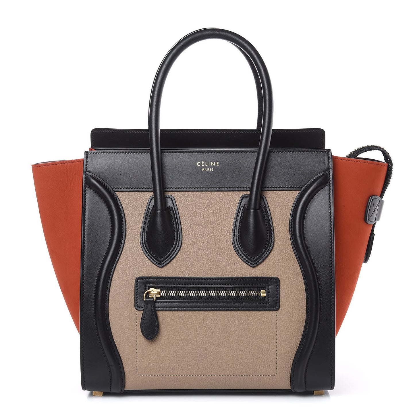 Smooth Calfskin Nubuck Micro Tri-Color Luggage Light Taupe Fox Red