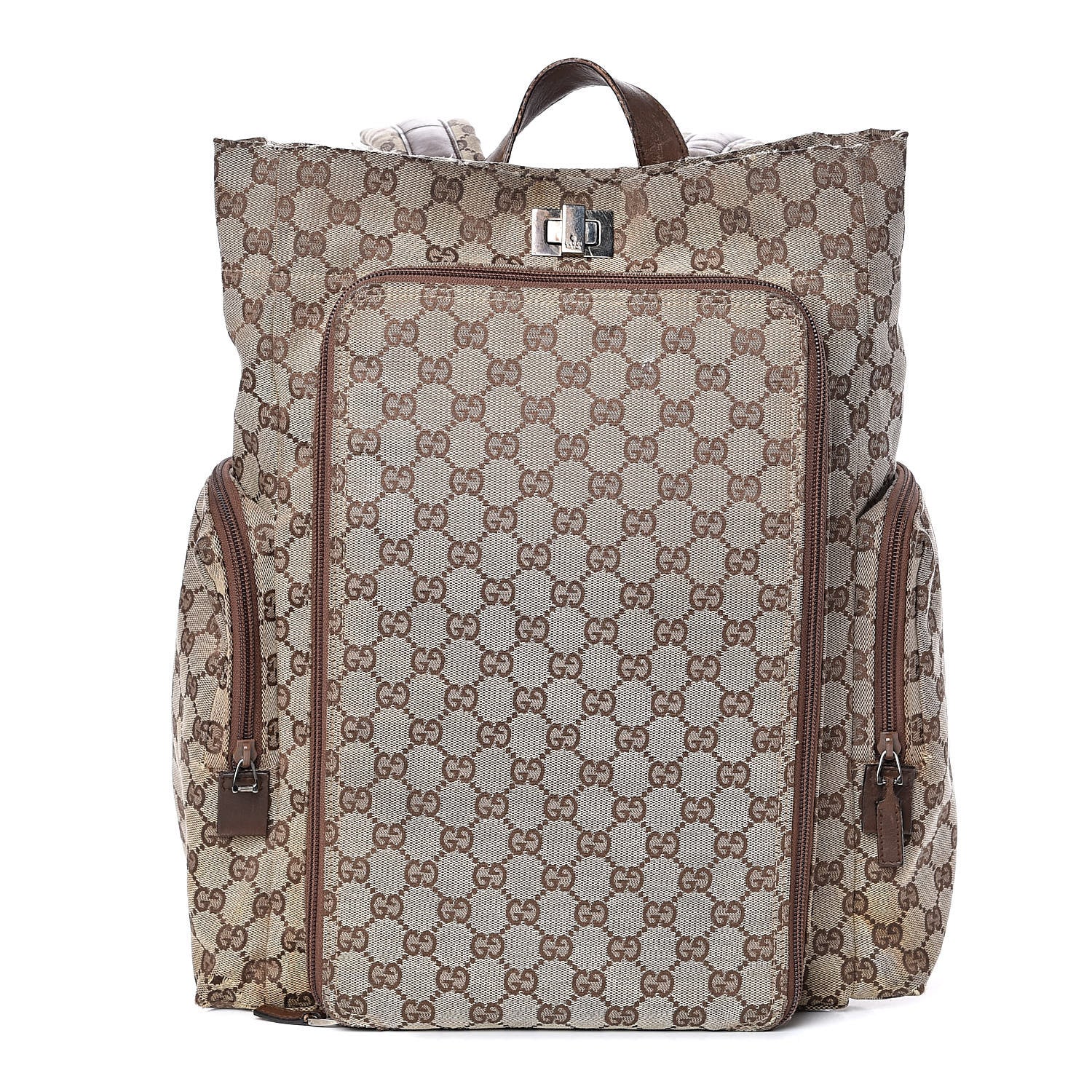 Gucci Monogram Backpack Diaper Bag Brown 1 of 22