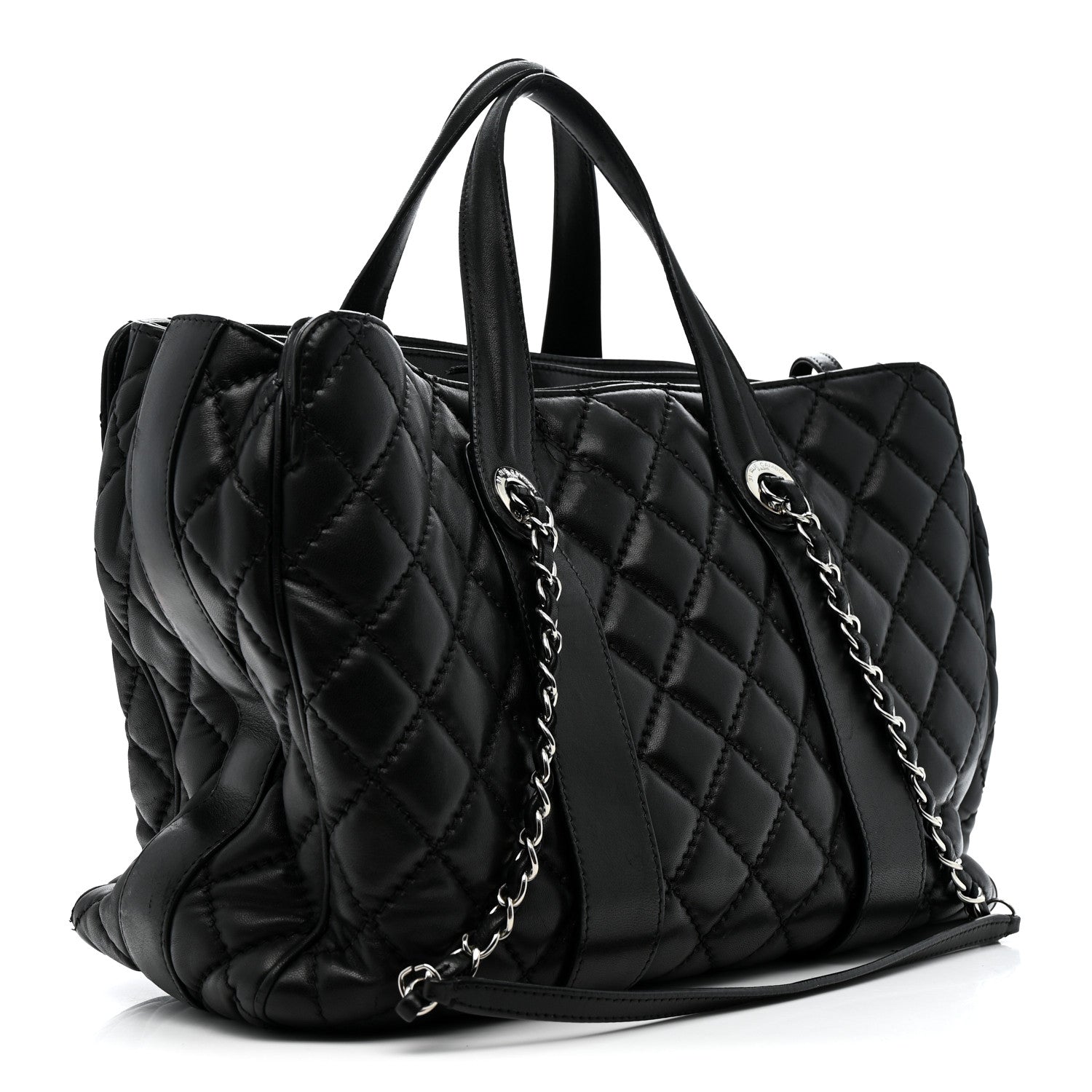 Chanel Lambskin Quilted Easy Carry Shopping Tote Black 3 of 17