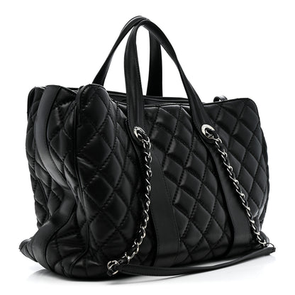 Chanel Lambskin Quilted Easy Carry Shopping Tote Black 3 of 17