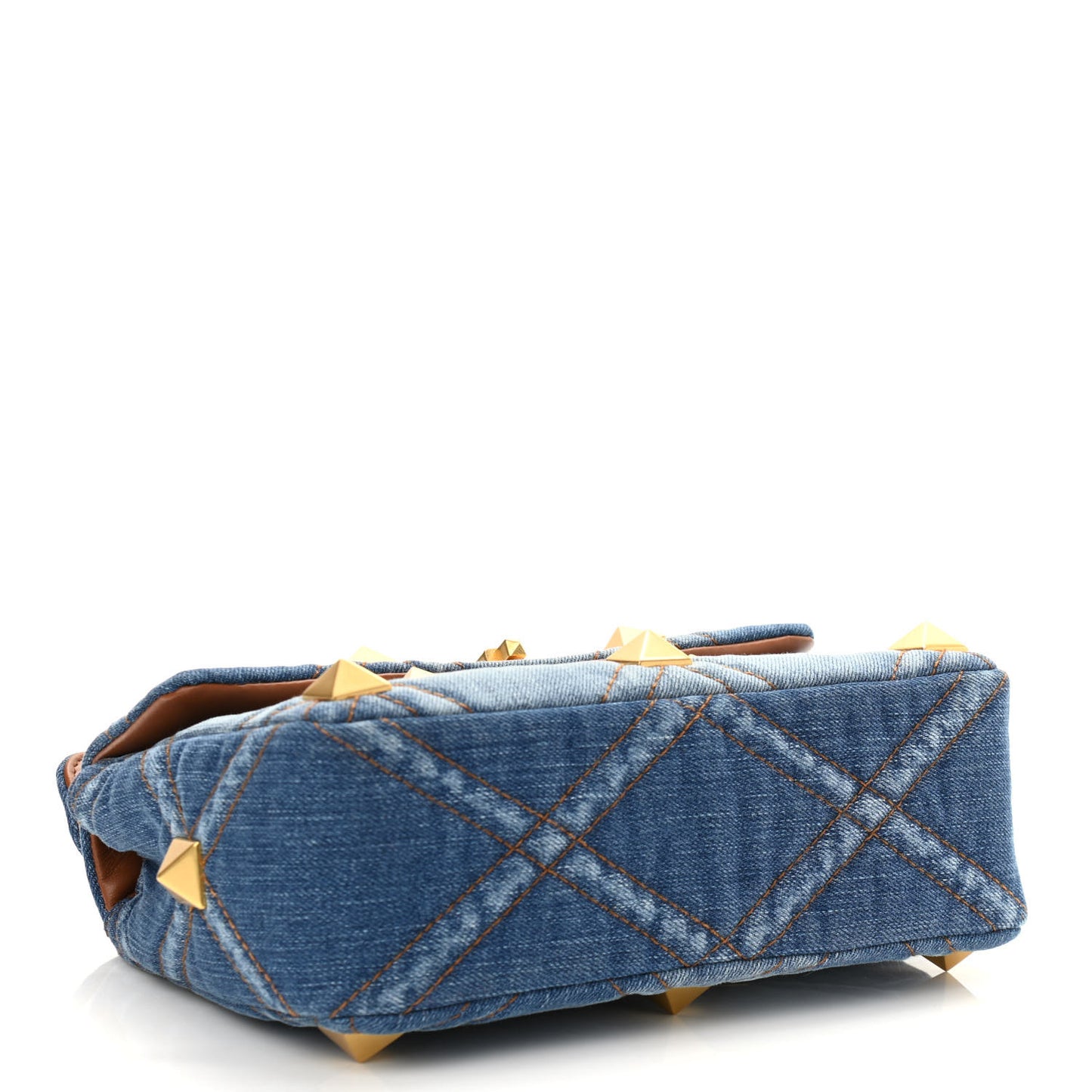 Denim Medium Roman Stud Shoulder Bag Light Denim Selleria