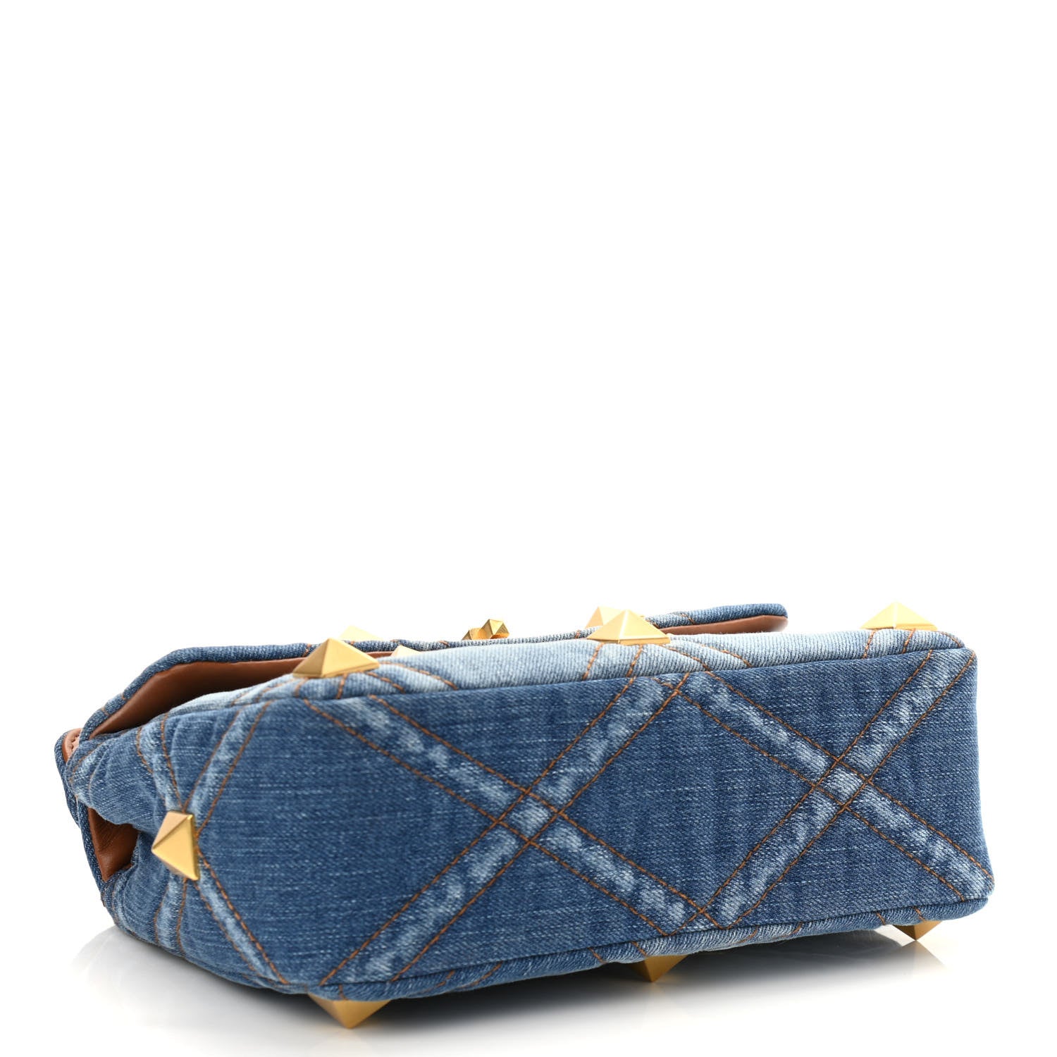 Valentino Garavani Denim Medium Roman Stud Shoulder Bag Light Denim Selleria 4 of 9