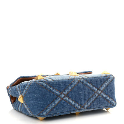 Valentino Garavani Denim Medium Roman Stud Shoulder Bag Light Denim Selleria 4 of 9
