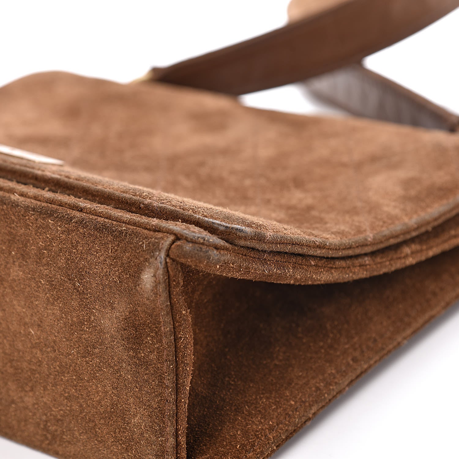 Chanel Suede Stitched Shoulder Bag Brown 14 of 16