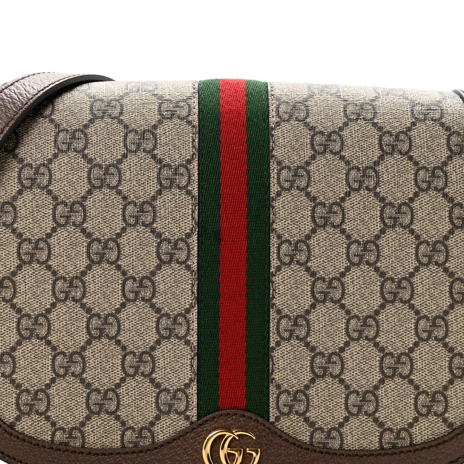 Gucci GG Supreme Monogram Web Small Ophidia Flap Messenger Bag Brown 8 of 10
