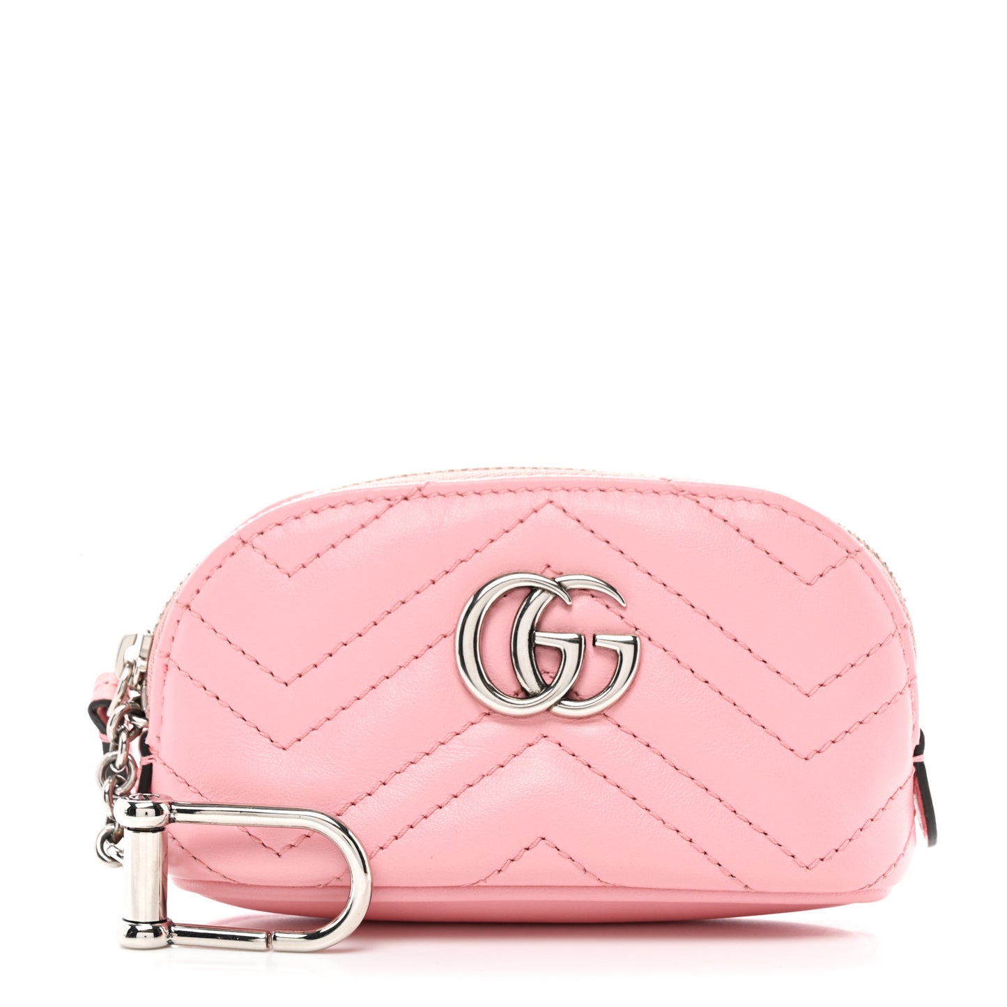 Calfskin Matelasse GG Marmont Key Pouch Wild Rose