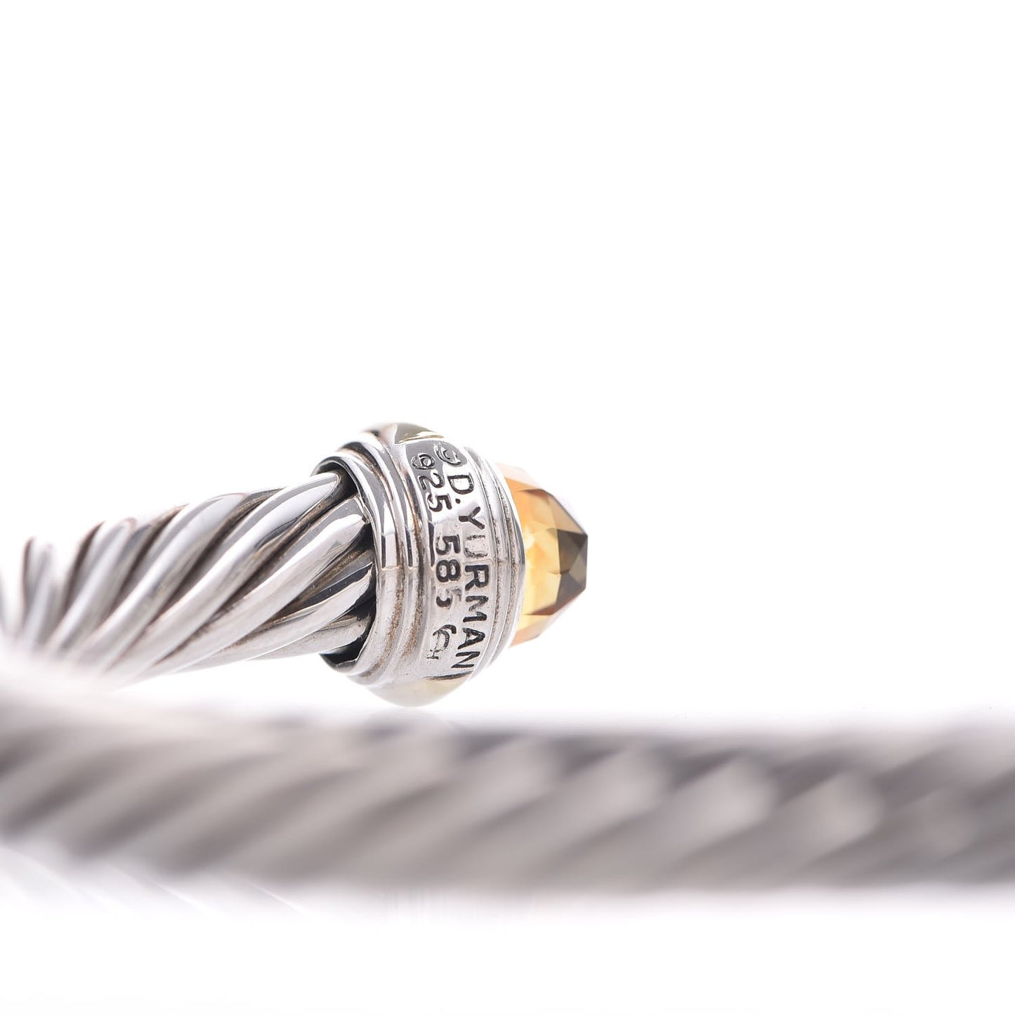 Sterling Silver 14K Yellow Gold Citrine 7mm Cable Classics Bracelet
