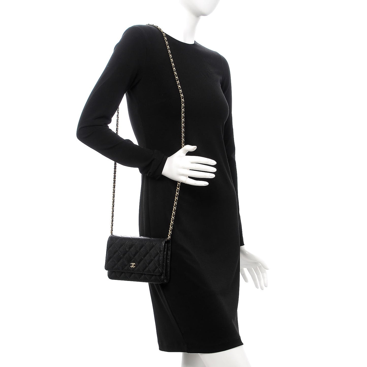 Caviar Quilted Wallet On Chain WOC Black